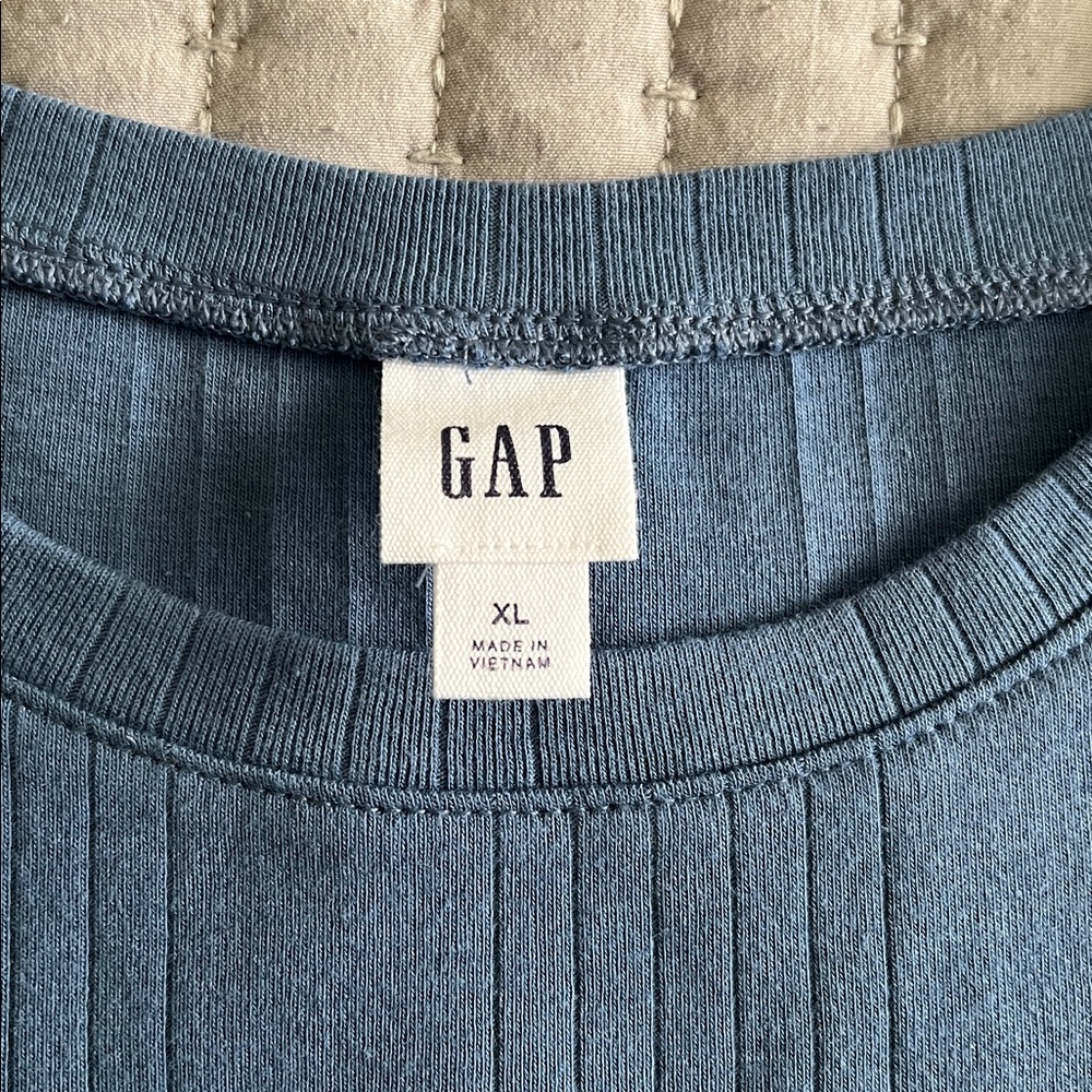 GAP Ribbed Blue Crew Neck Top - Picture 3 of 3